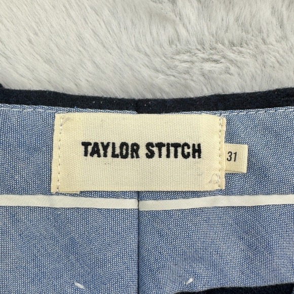 Taylor Stitch Dress Pants Mens 31 Navy Blue Tweed Wool Oxford Straight Leg - Picture 4 of 8